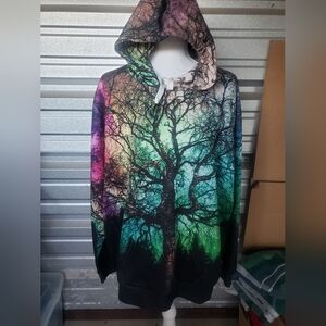 Colorful Tree Print Hoodie